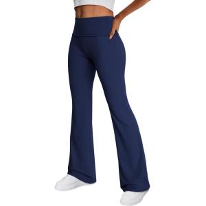 imageTrendy Queen Womens Wide Leg Yoga Pants Bootcut Workout Flare Leggings Trendy High Waisted Fold Over 2025 Fall OutfitsNavy