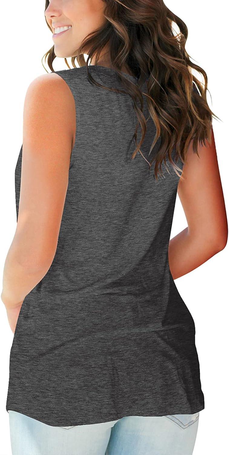 imageSAMPEEL Tank Tops for Women Cami Deep V Neck Sleeveless Shirts Womens Tees Casual Tee04dark Grey
