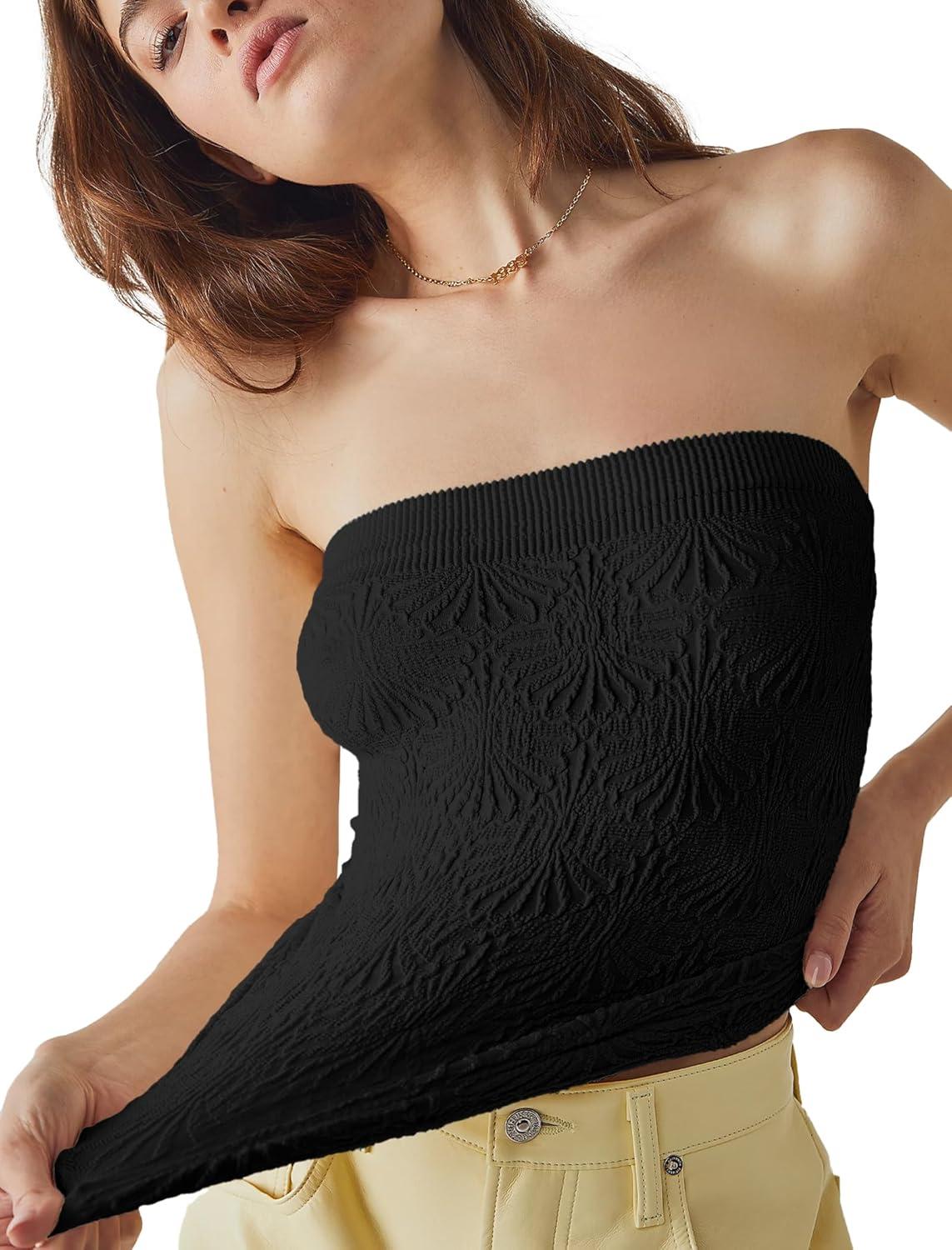imageSAMPEEL Tube Tops for Women Summer Outfits Trendy 2024Black