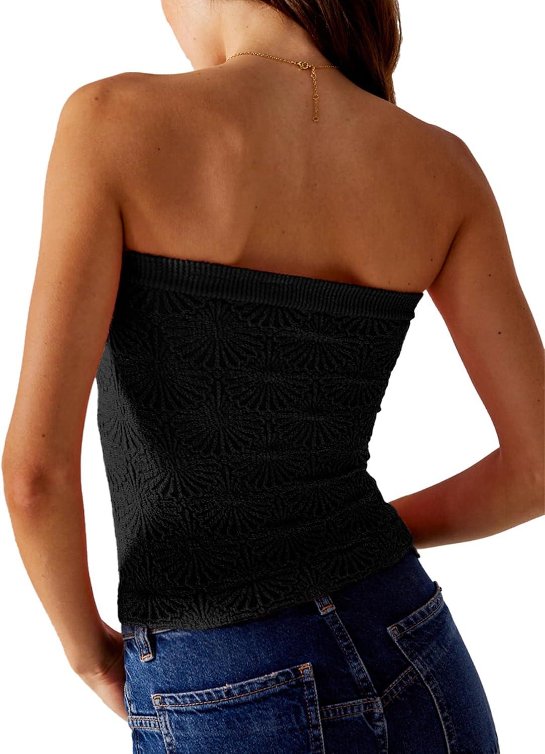 imageSAMPEEL Tube Tops for Women Summer Outfits Trendy 2024Black