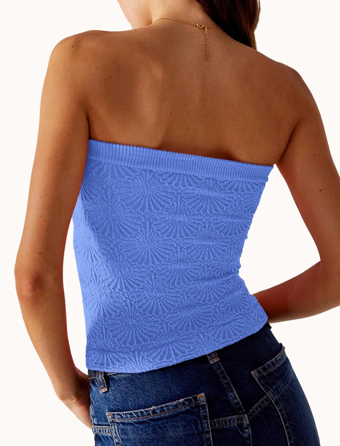 imageSAMPEEL Tube Tops for Women Summer Outfits Trendy 2024Blue