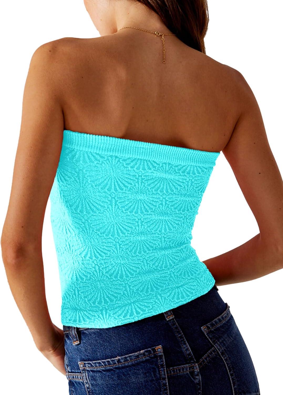 imageSAMPEEL Tube Tops for Women Summer Outfits Trendy 2024Summer Aqua Green