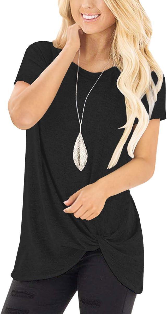 imageSAMPEEL Womens Casual Shirts Twist Knot Tunics Tops001 Black