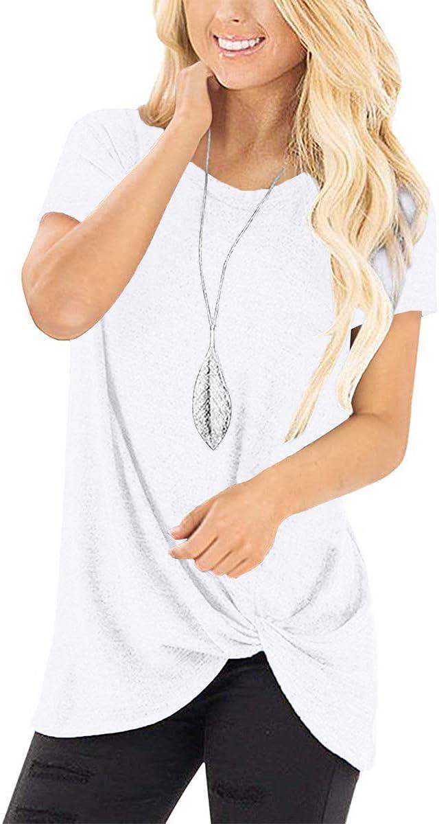 imageSAMPEEL Womens Casual Shirts Twist Knot Tunics Tops002 White