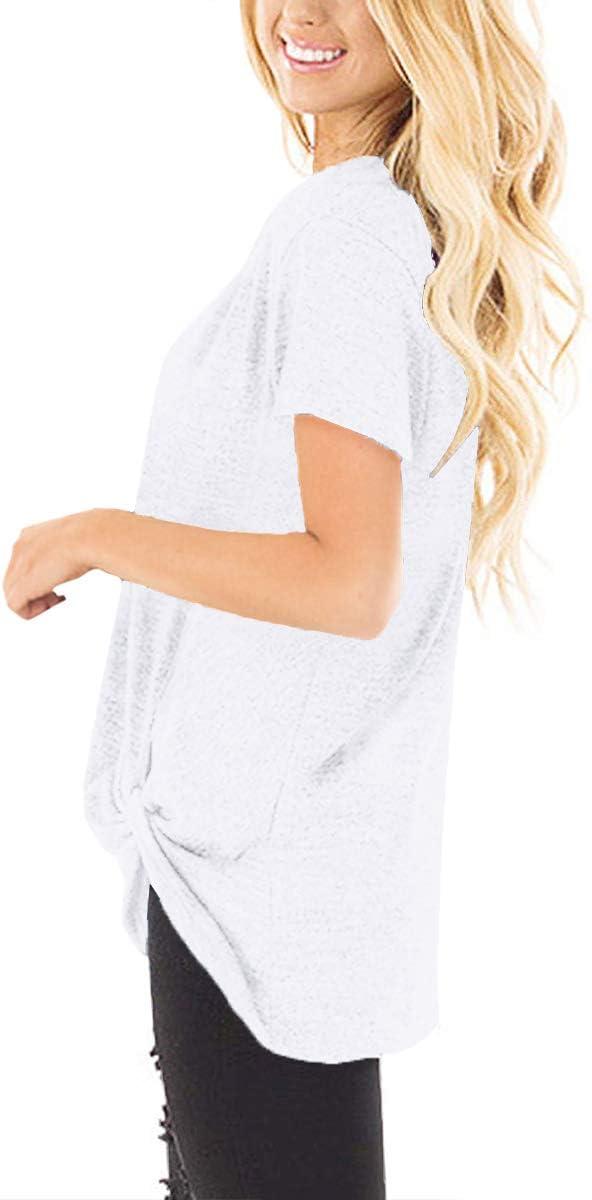 imageSAMPEEL Womens Casual Shirts Twist Knot Tunics Tops002 White