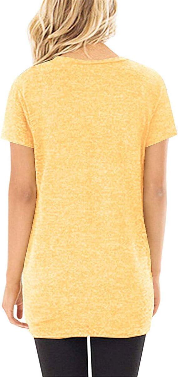 imageSAMPEEL Womens Casual Shirts Twist Knot Tunics Tops006 Yellow