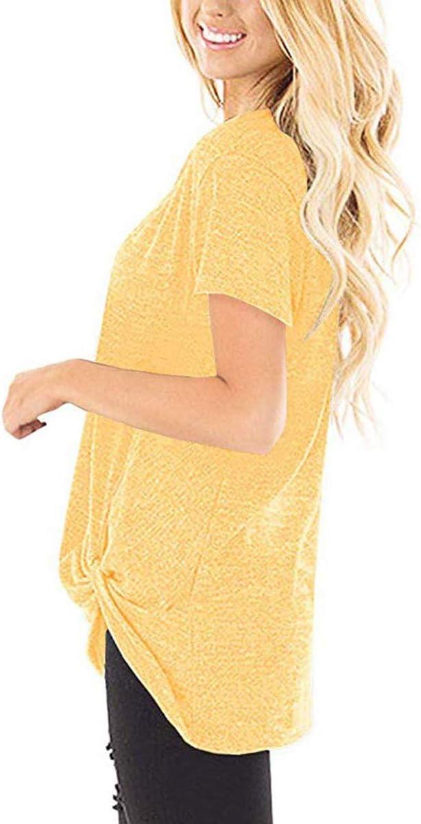 imageSAMPEEL Womens Casual Shirts Twist Knot Tunics Tops006 Yellow