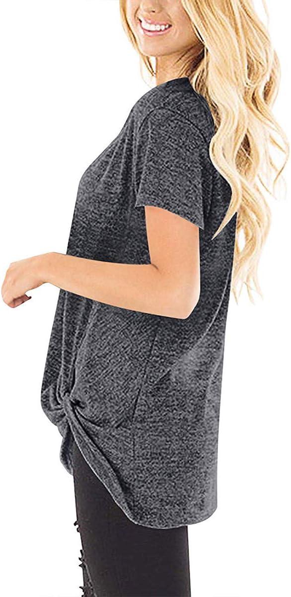 imageSAMPEEL Womens Casual Shirts Twist Knot Tunics Tops008 Darkgrey