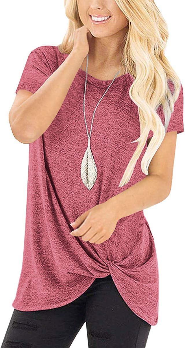 imageSAMPEEL Womens Casual Shirts Twist Knot Tunics Tops010 Maroon