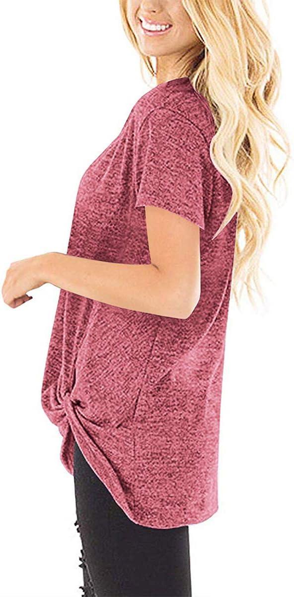 imageSAMPEEL Womens Casual Shirts Twist Knot Tunics Tops010 Maroon