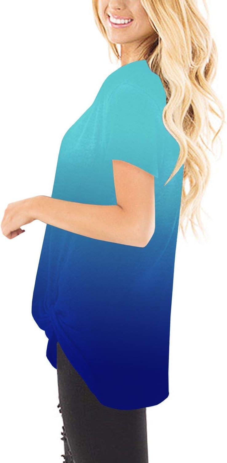 imageSAMPEEL Womens Casual Shirts Twist Knot Tunics Tops020 Ombre Blue