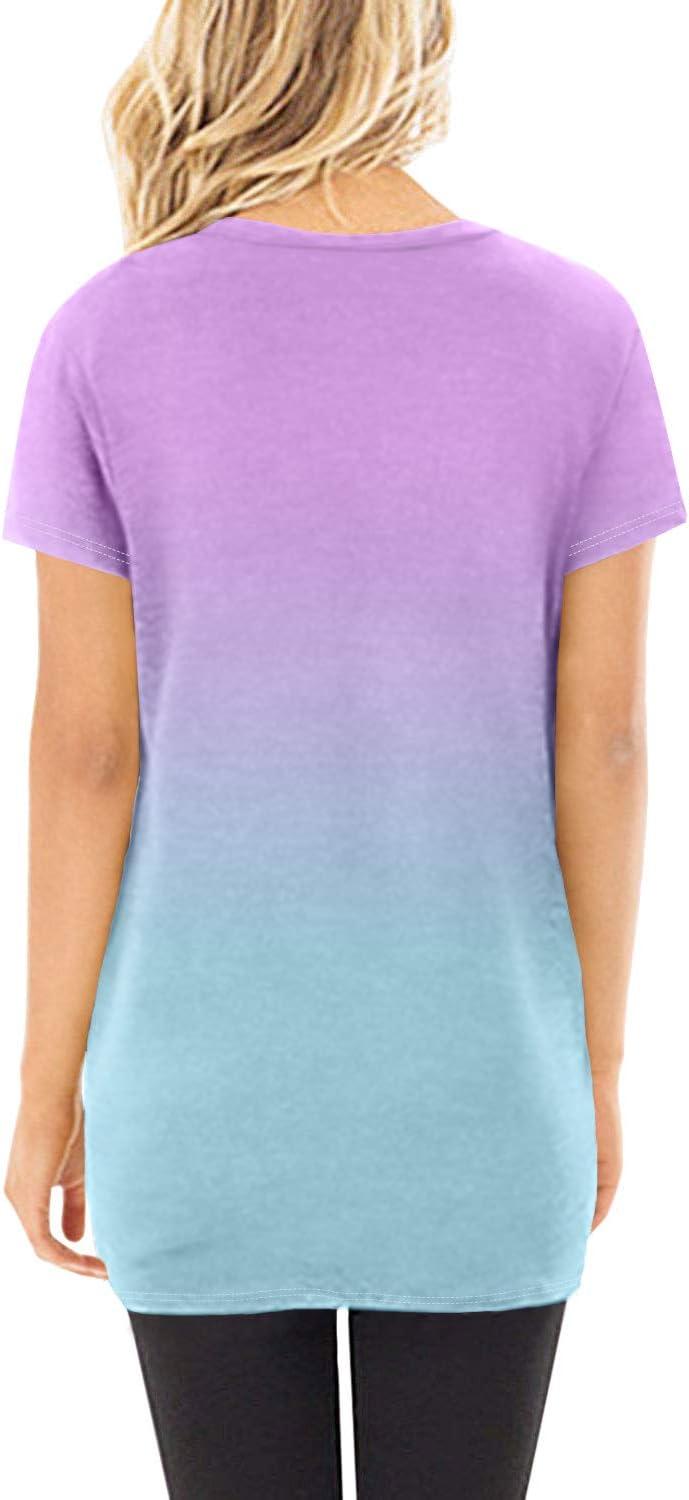 imageSAMPEEL Womens Casual Shirts Twist Knot Tunics Tops021 Ombre Pink