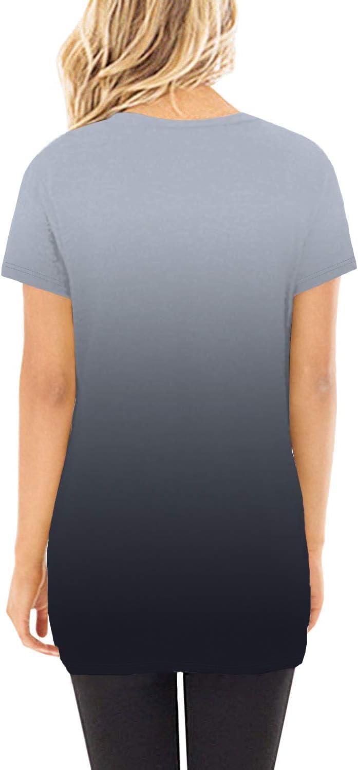 imageSAMPEEL Womens Casual Shirts Twist Knot Tunics Tops022 Ombre Grey