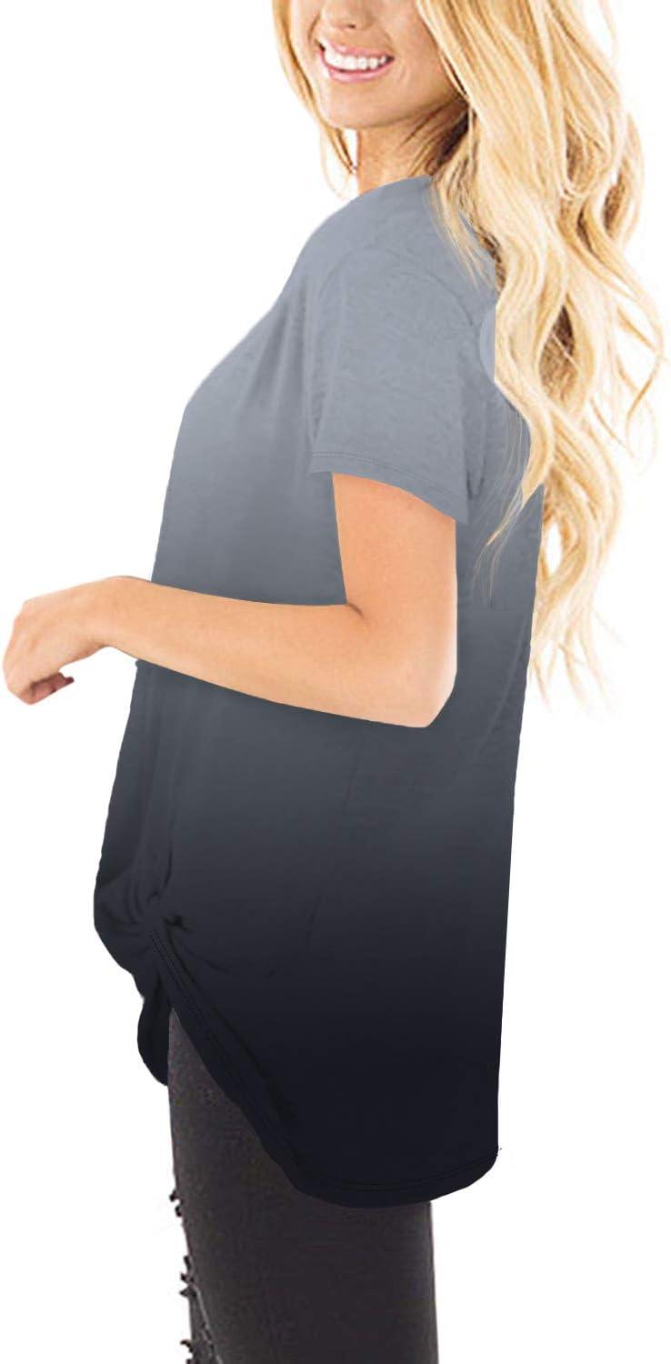 imageSAMPEEL Womens Casual Shirts Twist Knot Tunics Tops022 Ombre Grey