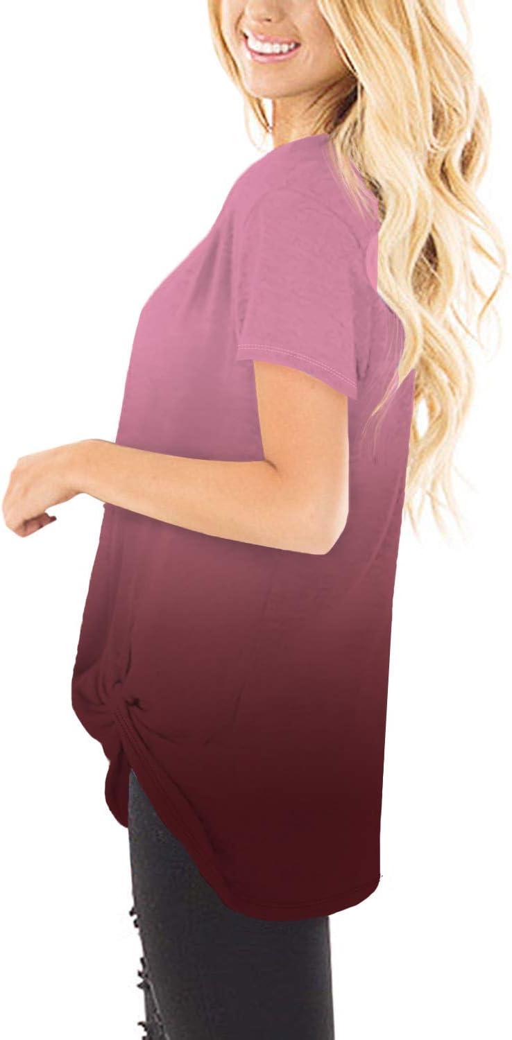 imageSAMPEEL Womens Casual Shirts Twist Knot Tunics Tops023 Ombre Wine