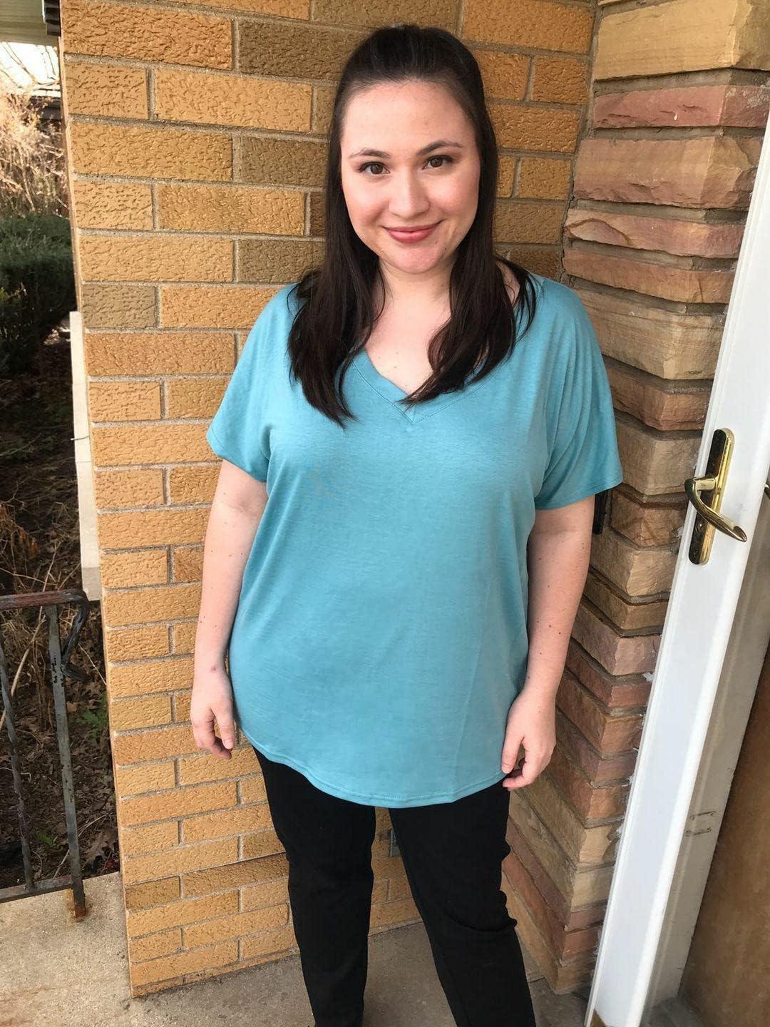 imageSAMPEEL Womens Summer Dolman Sleeve V Neck Casual Tops TshirtsBluegreen
