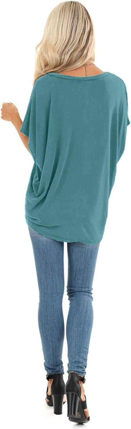 imageSAMPEEL Womens Summer Dolman Sleeve V Neck Casual Tops TshirtsBluegreen