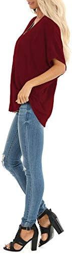 imageSAMPEEL Womens Summer Dolman Sleeve V Neck Casual Tops TshirtsBurgundy