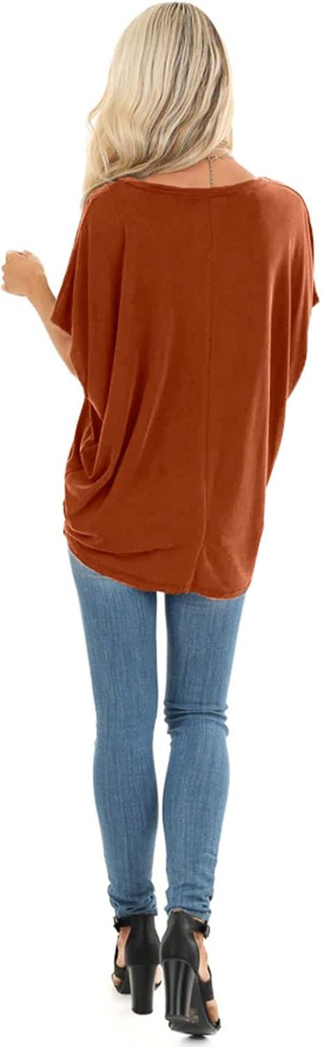 imageSAMPEEL Womens Summer Dolman Sleeve V Neck Casual Tops TshirtsCaramel