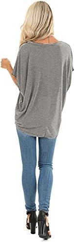 imageSAMPEEL Womens Summer Dolman Sleeve V Neck Casual Tops TshirtsGrey