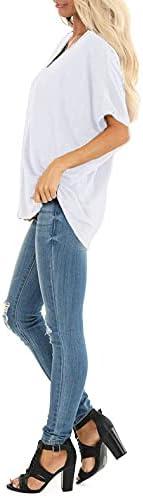 imageSAMPEEL Womens Summer Dolman Sleeve V Neck Casual Tops TshirtsWhite