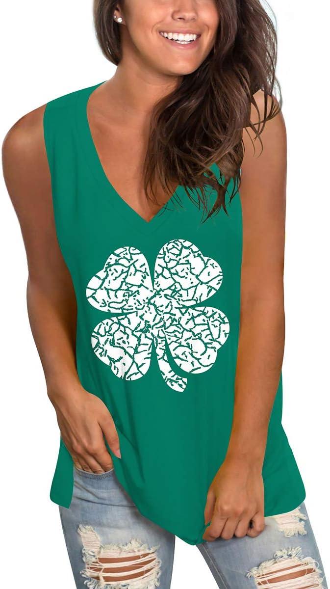 imageSAMPEEL Womens Summer Tank Tops Basic Tanks V Neck Sleeveless T Shirts Side Split127cloverblack