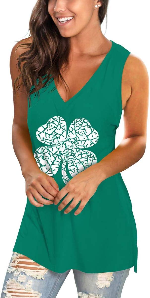 imageSAMPEEL Womens Summer Tank Tops Basic Tanks V Neck Sleeveless T Shirts Side Split127cloverblack