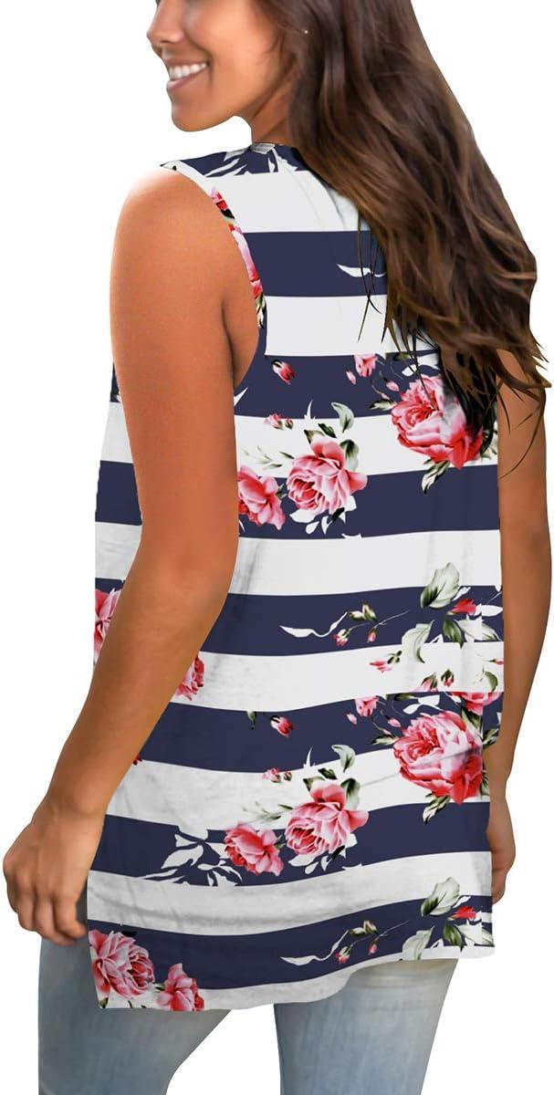 imageSAMPEEL Womens Summer Tank Tops Basic Tanks V Neck Sleeveless T Shirts Side Split128bluerose