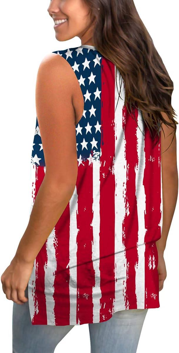imageSAMPEEL Womens Summer Tank Tops Basic Tanks V Neck Sleeveless T Shirts Side Split128flag a