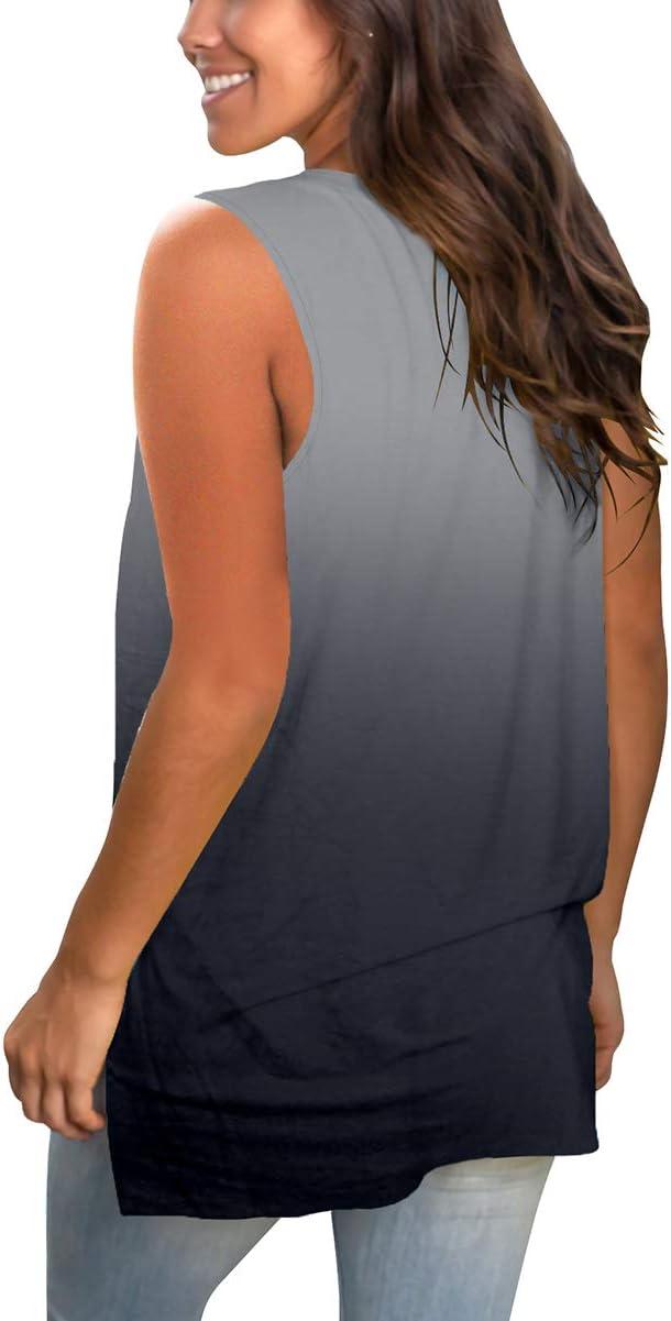 imageSAMPEEL Womens Summer Tank Tops Basic Tanks V Neck Sleeveless T Shirts Side Split130tank Ombregrey