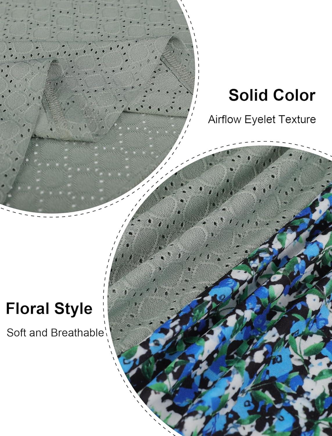 imageSAMPEEL Womens Tank Tops Eyelet Loose Casual Summer Tops Crew Neck Basic Sleeveless Shirts Trendy 2025Printblue Flower