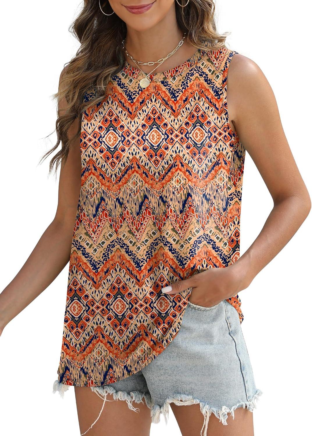 imageSAMPEEL Womens Tank Tops Eyelet Loose Casual Summer Tops Crew Neck Basic Sleeveless Shirts Trendy 2025Printboho