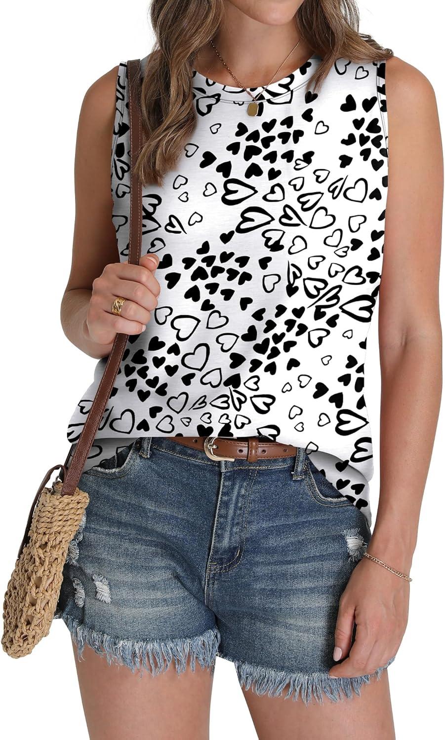 imageSAMPEEL Womens Tank Tops Eyelet Loose Casual Summer Tops Crew Neck Basic Sleeveless Shirts Trendy 2025Printlovely Love