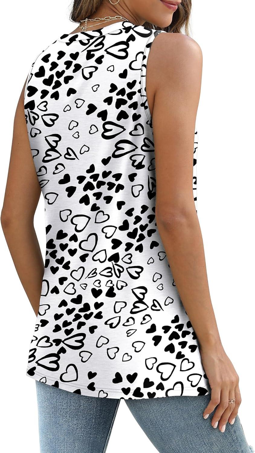 imageSAMPEEL Womens Tank Tops Eyelet Loose Casual Summer Tops Crew Neck Basic Sleeveless Shirts Trendy 2025Printlovely Love