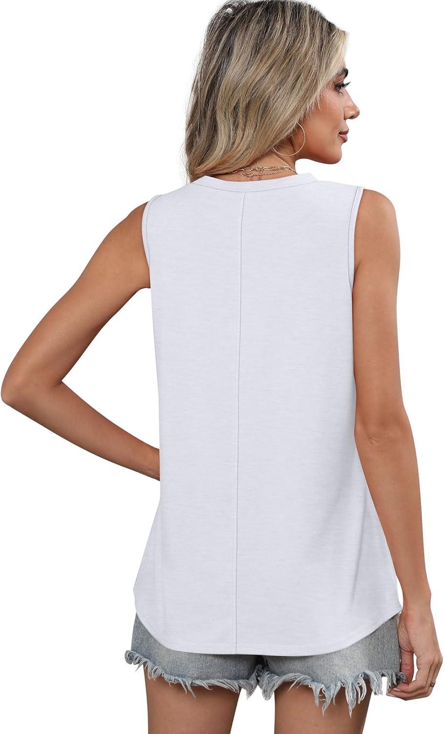 imageSAMPEEL Womens Tank Tops Loose Casual Summer Tops Crew Neck Basic Sleeveless Shirts Trendy 2025Awhite