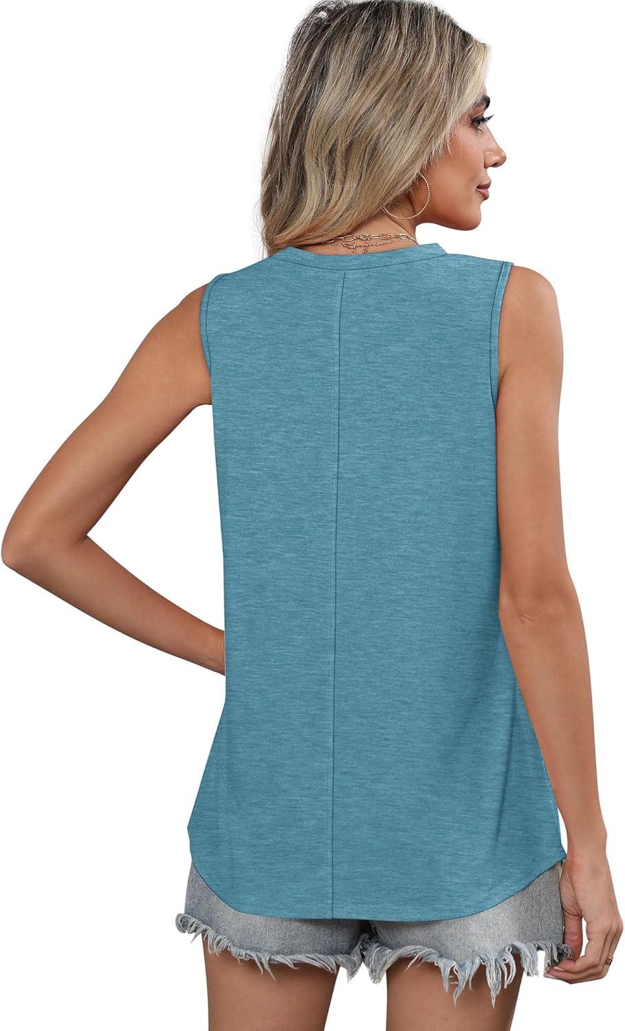 imageSAMPEEL Womens Tank Tops Loose Casual Summer Tops Crew Neck Basic Sleeveless Shirts Trendy 2025Pine Green