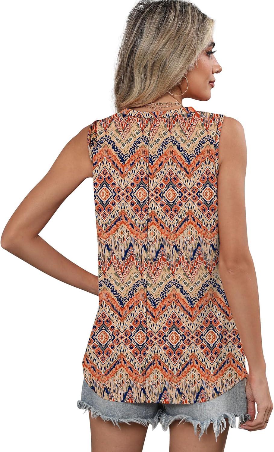 imageSAMPEEL Womens Tank Tops Loose Casual Summer Tops Crew Neck Basic Sleeveless Shirts Trendy 2025Zbohemian Prints