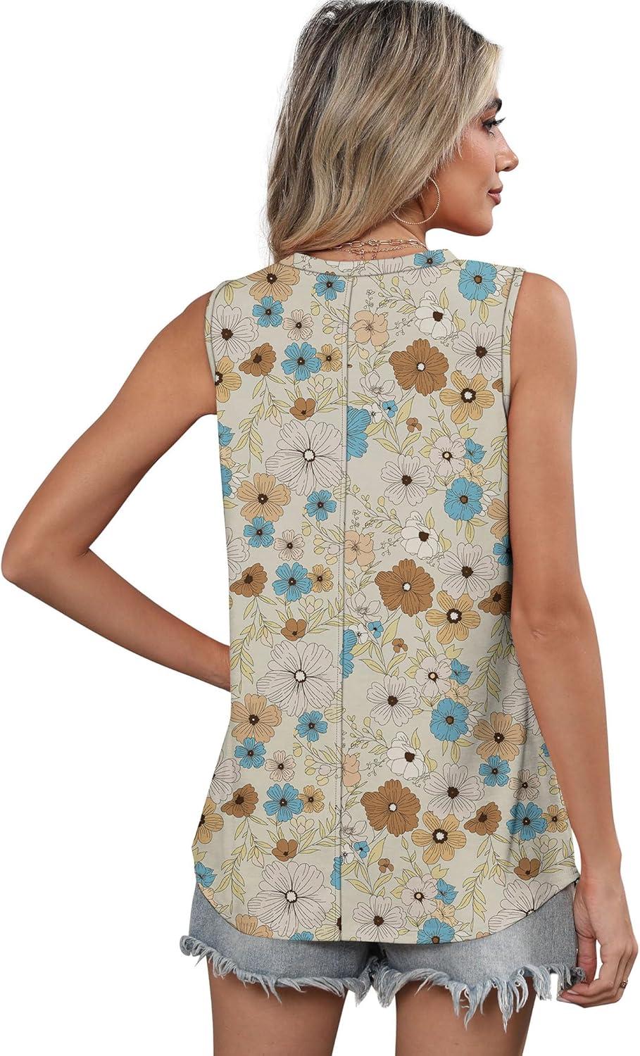 imageSAMPEEL Womens Tank Tops Loose Casual Summer Tops Crew Neck Basic Sleeveless Shirts Trendy 2025Zprint 1