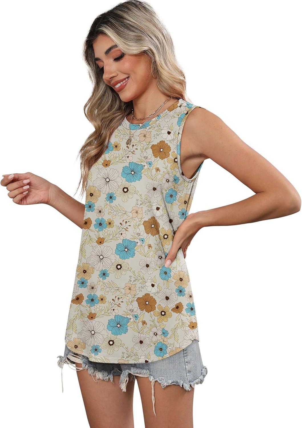 imageSAMPEEL Womens Tank Tops Loose Casual Summer Tops Crew Neck Basic Sleeveless Shirts Trendy 2025Zprint 1