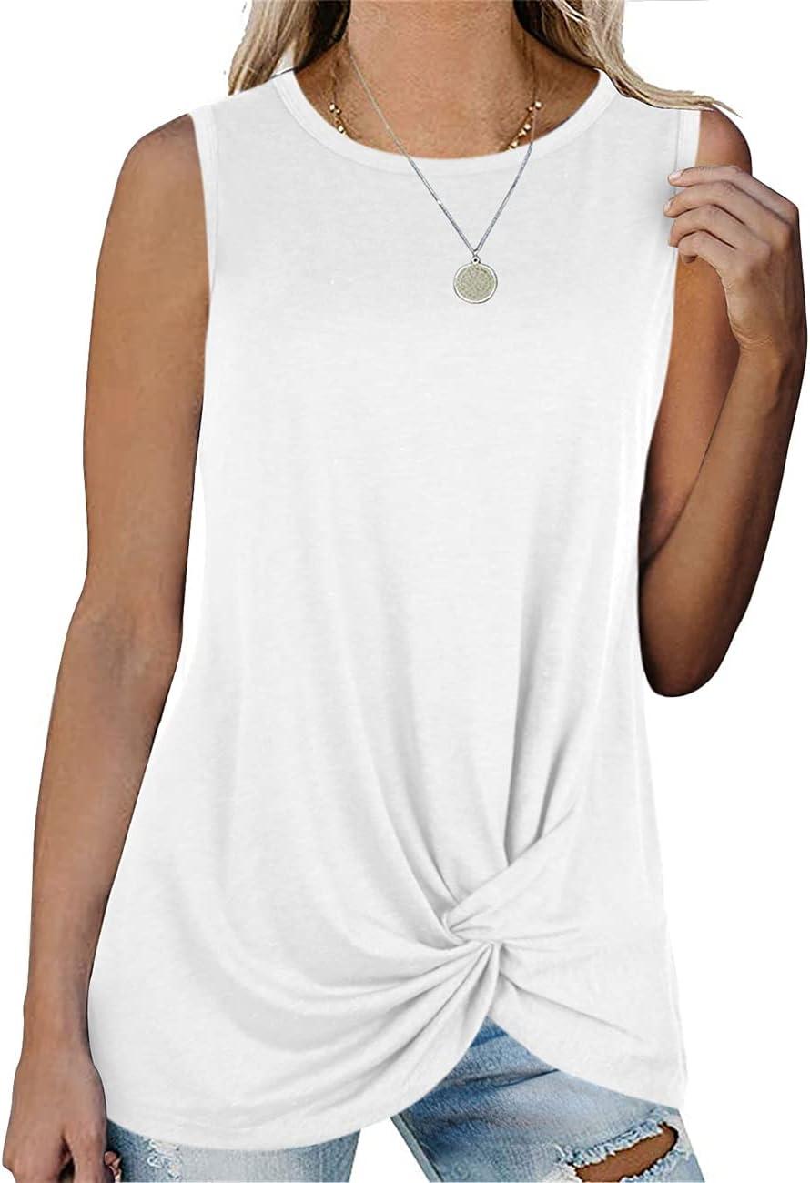 imageSAMPEEL Womens Tank Tops Twist Knot Summer Sleeveless02white
