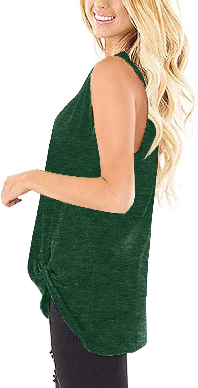 imageSAMPEEL Womens Tank Tops Twist Knot Summer Sleeveless041dark Green