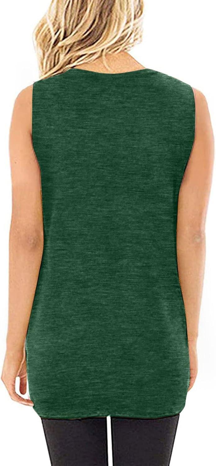 imageSAMPEEL Womens Tank Tops Twist Knot Summer Sleeveless041dark Green