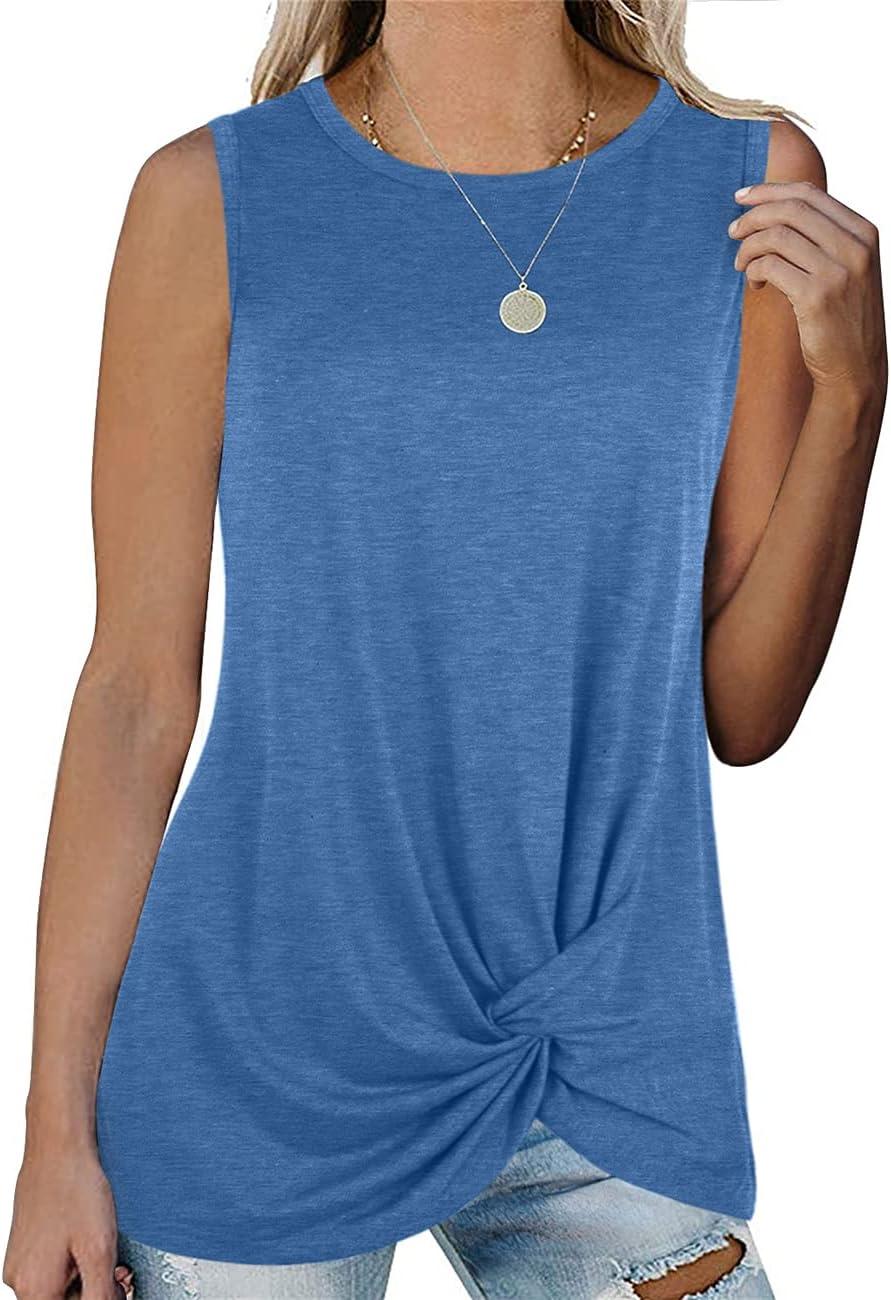 imageSAMPEEL Womens Tank Tops Twist Knot Summer Sleeveless07lightblue