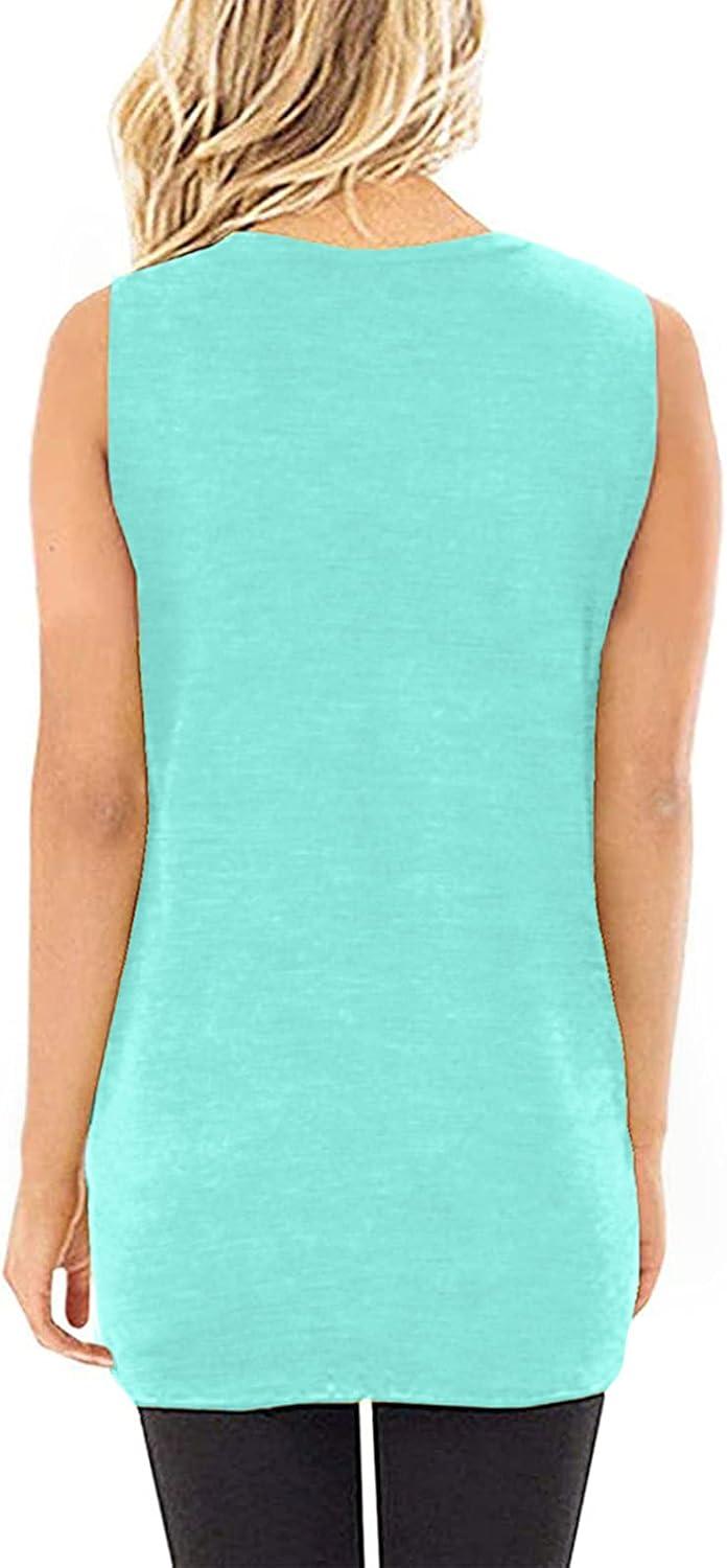 imageSAMPEEL Womens Tank Tops Twist Knot Summer Sleeveless16aqua