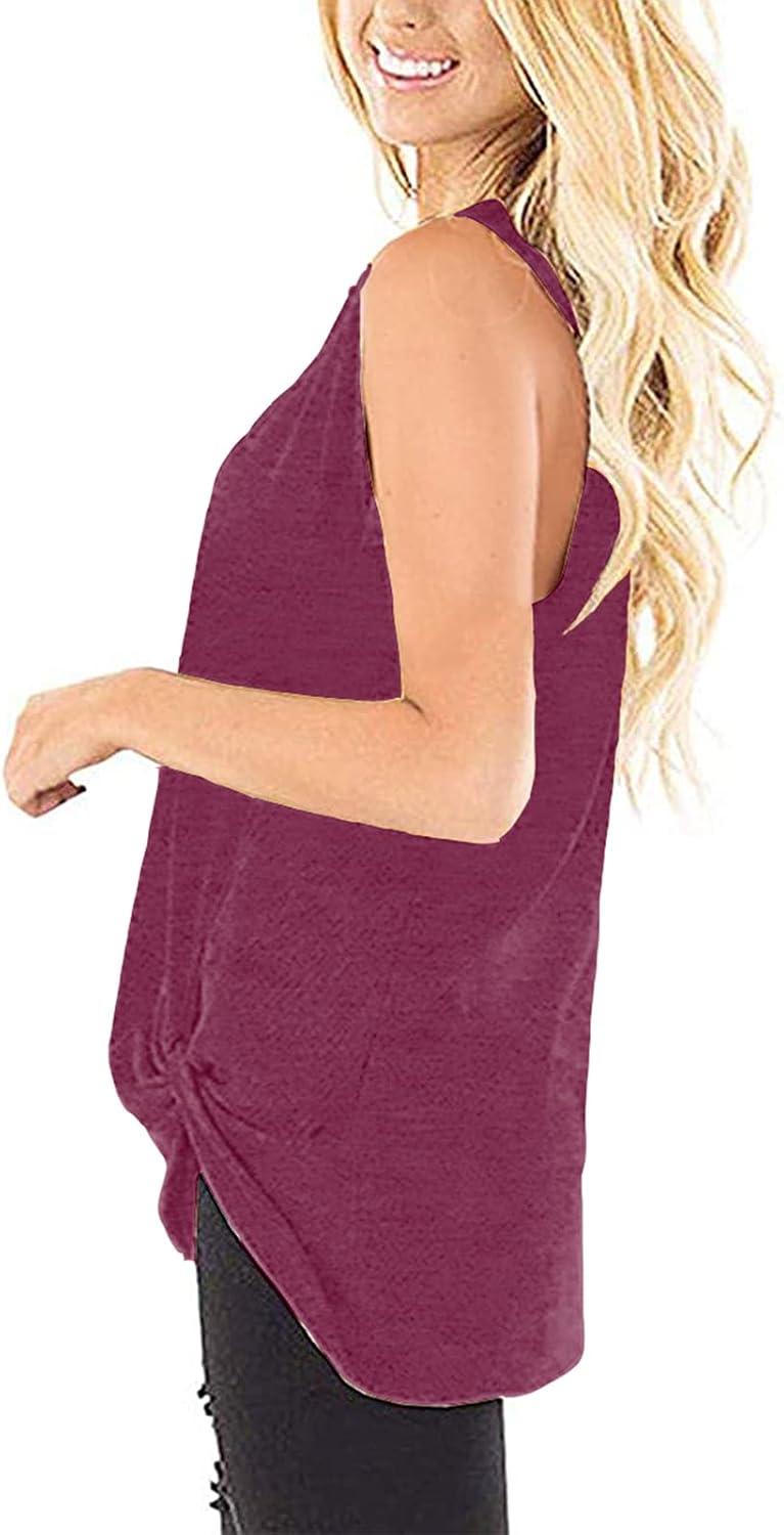 imageSAMPEEL Womens Tank Tops Twist Knot Summer Sleeveless18purplered