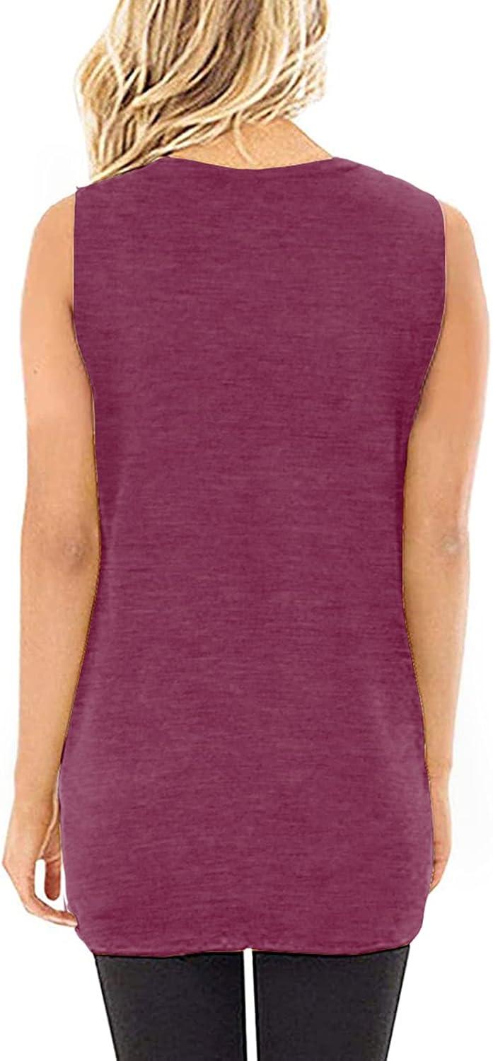 imageSAMPEEL Womens Tank Tops Twist Knot Summer Sleeveless18purplered