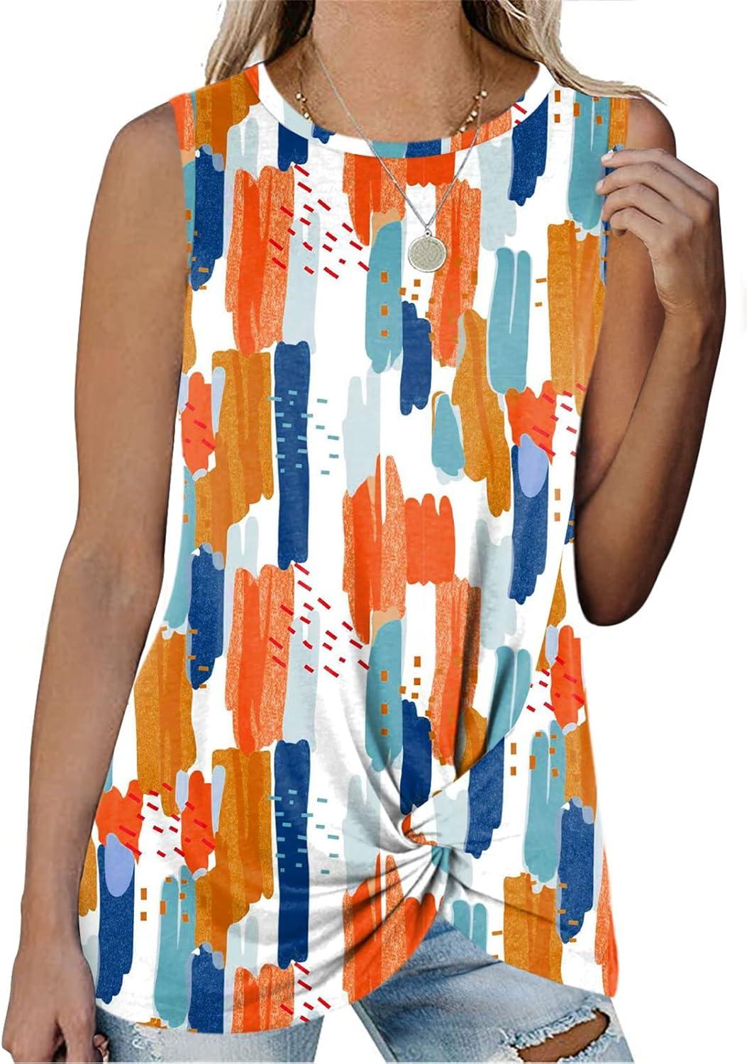 imageSAMPEEL Womens Tank Tops Twist Knot Summer Sleeveless19colourful