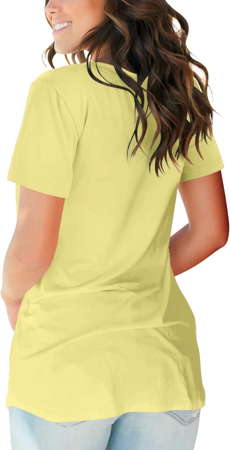 imageSAMPEEL Womens V Neck TShirts Casual Summer Loose Fit Short Sleeve Tops Basic TeesYellow