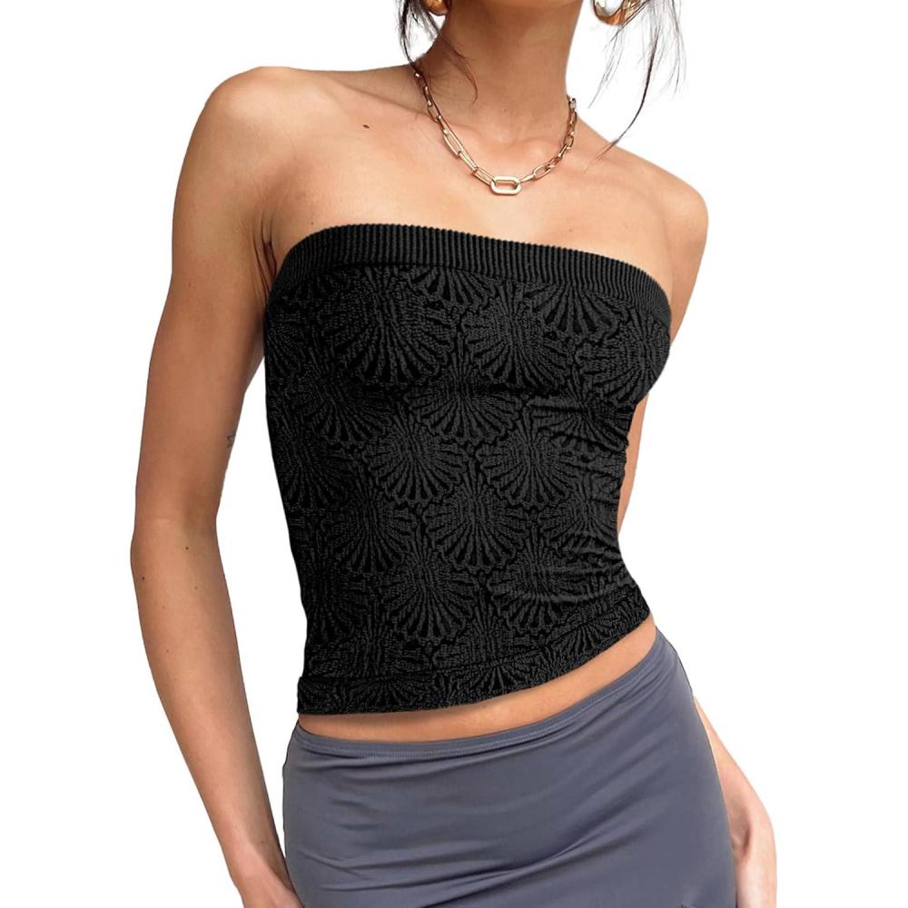 imageSAMPEEL Tube Tops for Women Summer Outfits Trendy 2024Black