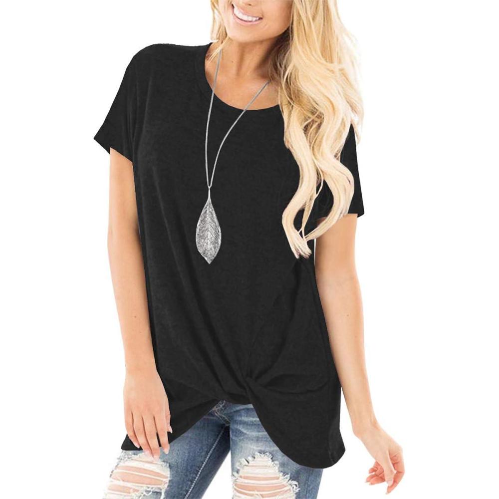 imageSAMPEEL Womens Casual Shirts Twist Knot Tunics Tops001 Black